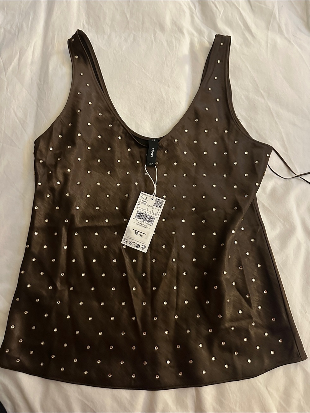 Mango Brown Studded Tank Top